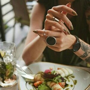 Black Glass Circle Statement Ring